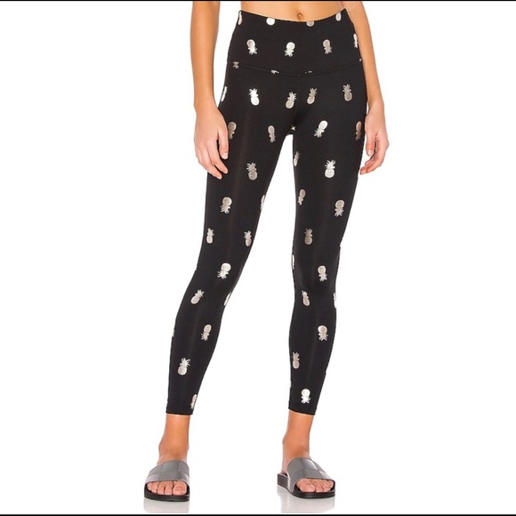 Beyond Yoga Pants - Beyond Yoga black & gold pineapple midi leggings